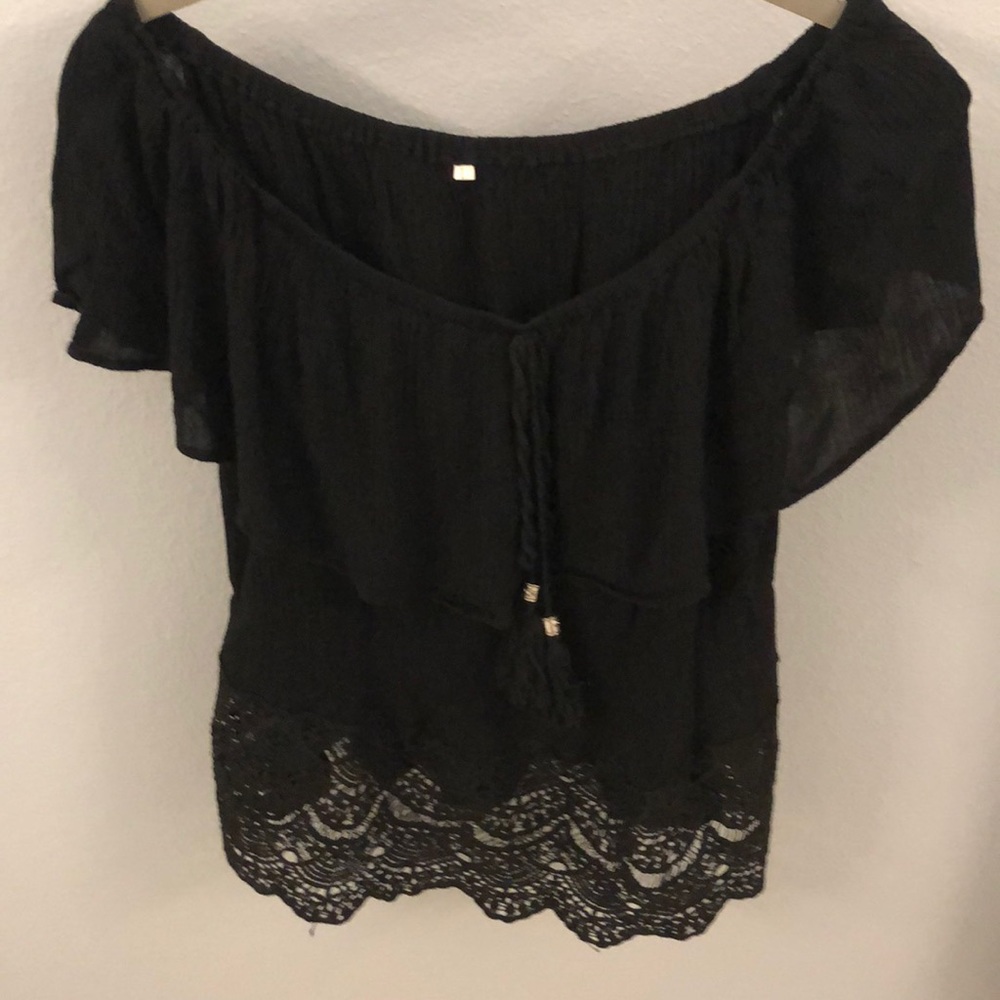 Black off the shoulder blouse